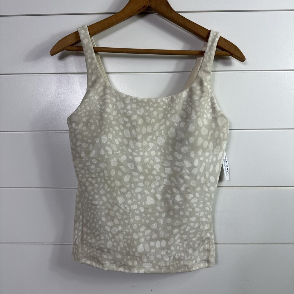 Old Navy Active Powersoft Tank Top Light Support Beige Print sz M